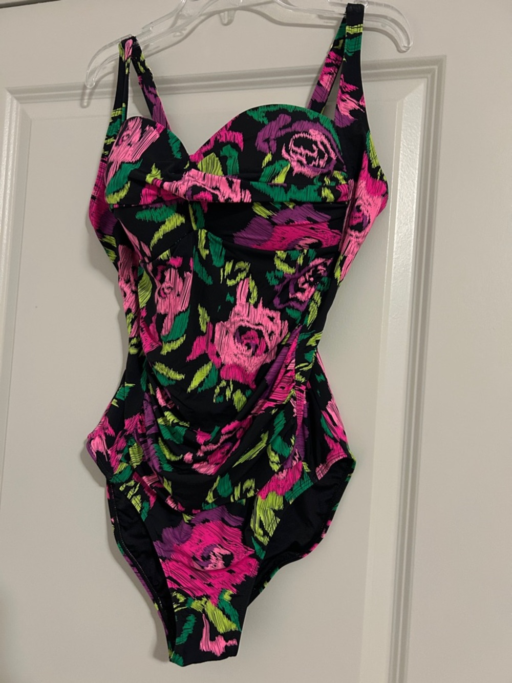 NEW! Betsey Johnson Floral Print Swim Suit 1 pc Swim Sz L